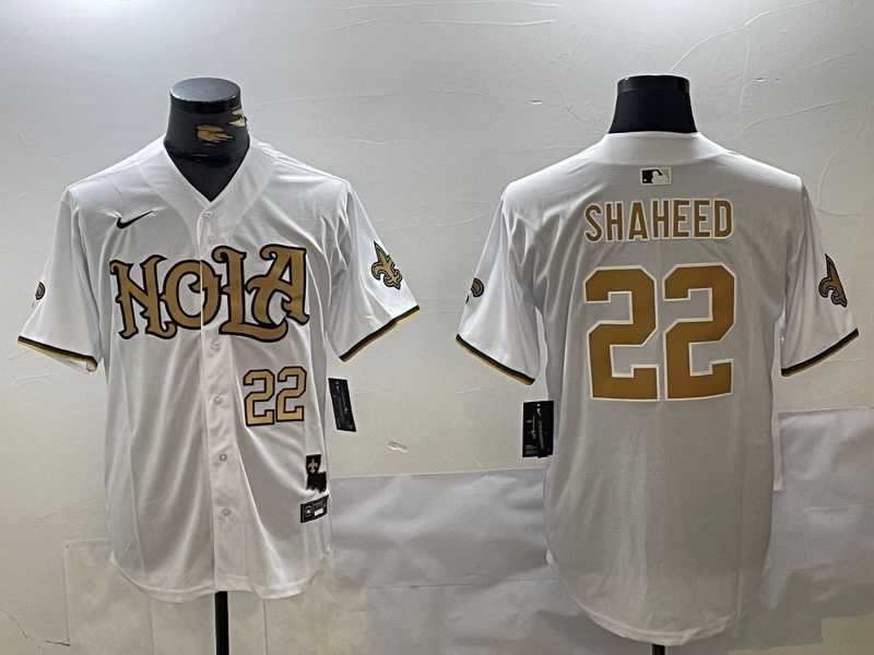 Mens New Orleans Saints #22 Rashid Shaheed White Cool Base Stitched Baseball Jerseys